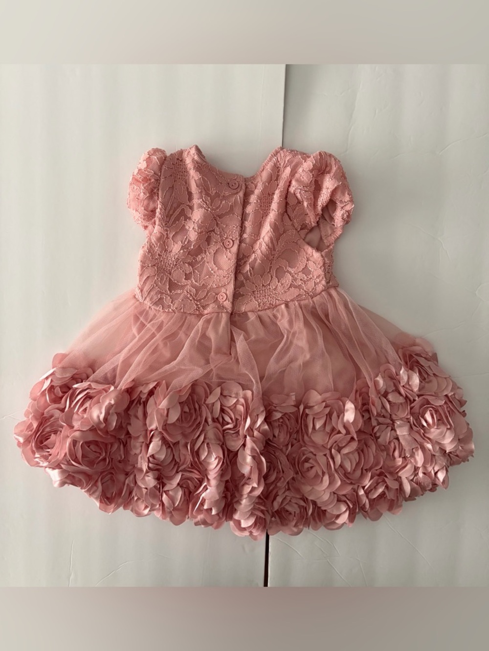 Pink Lace & Flower Appliqué Tulle Dress for Kids - Picture 2 of 5